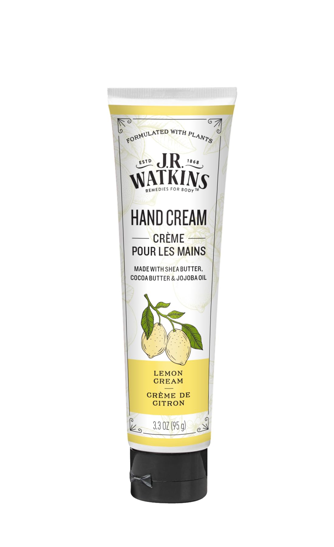 Crème Mains J.R. Watkins citron en flacon, hydratation légère et agréable
