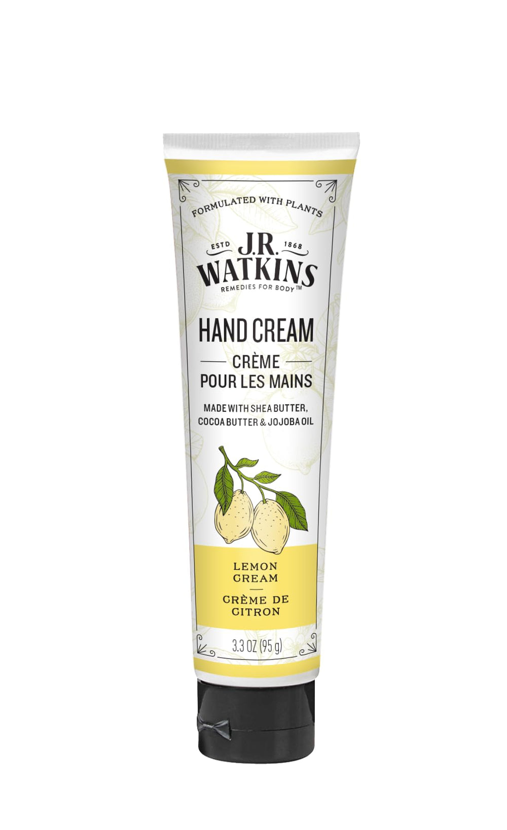 Crème Mains J.R. Watkins citron en flacon, hydratation légère et agréable