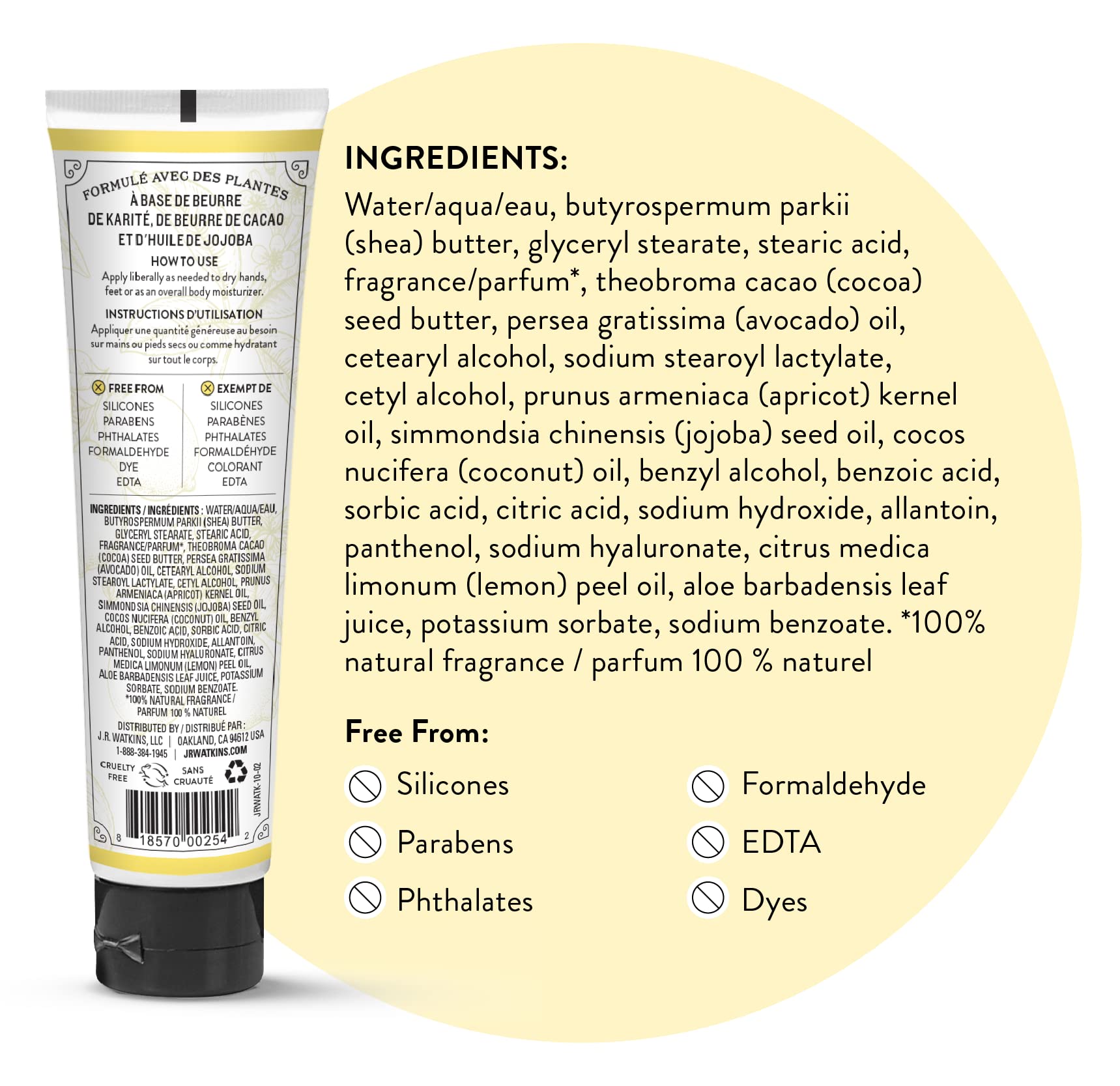 Crème Mains J.R. Watkins fabriquée aux États-Unis, héritage et qualité