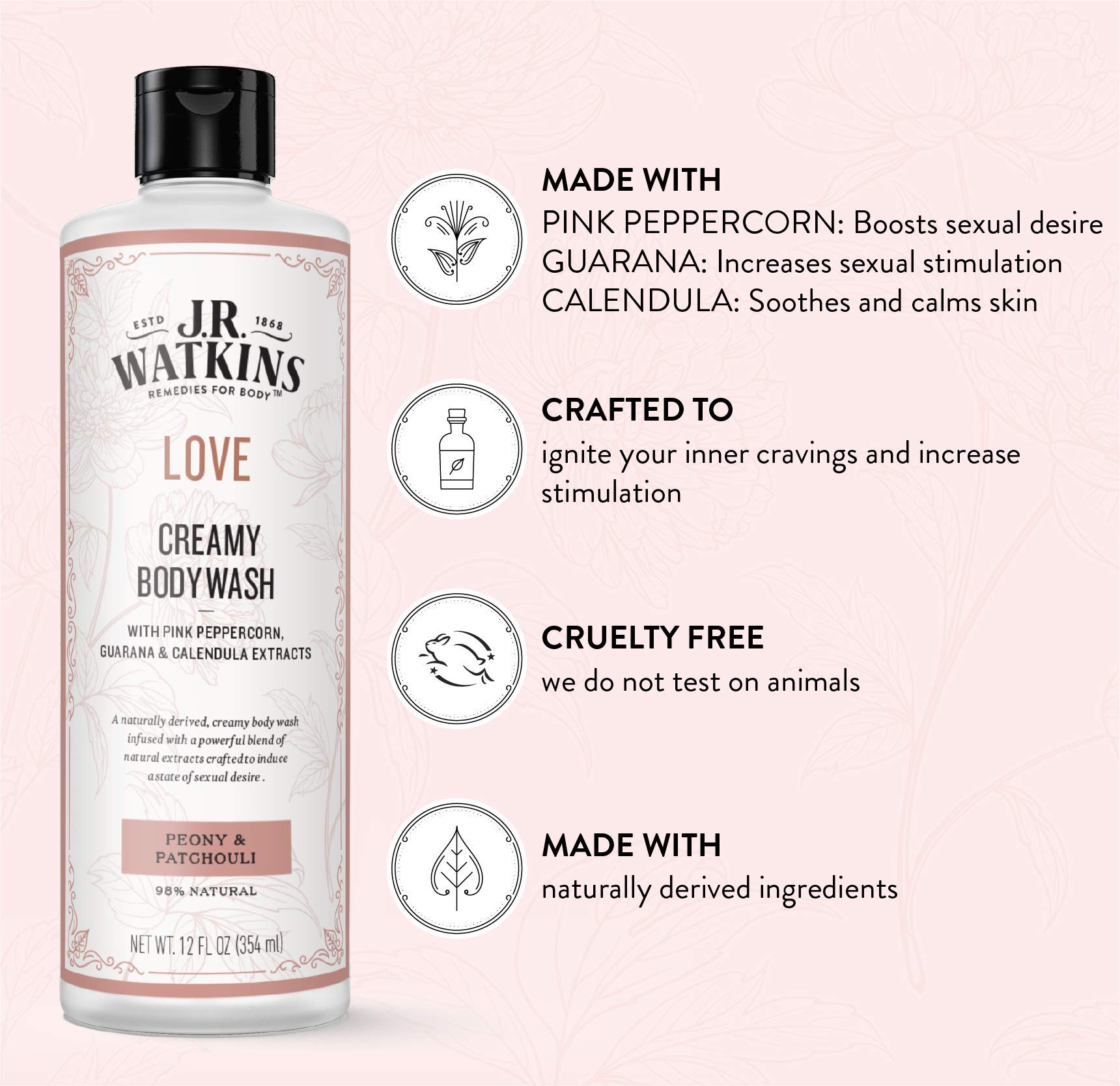 Texture crémeuse du gel douche Love prête à faire mousser en douceur