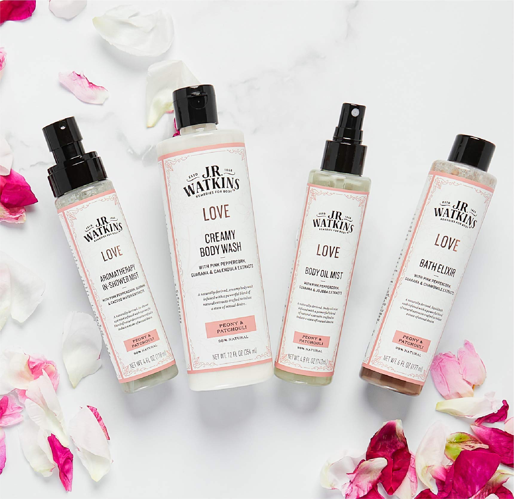 Routine douche simple et hydratante avec le gel douche Love de J.R. Watkins
