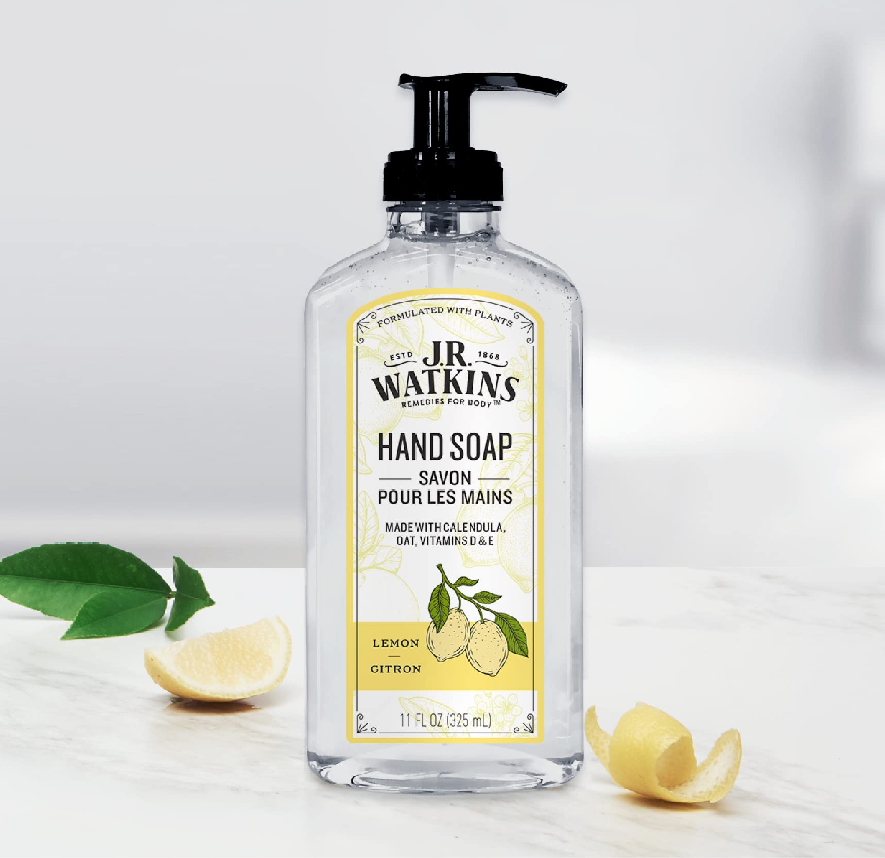 J.R. Watkins Savon mains citron, icône biodégradable pour lavage écologique.