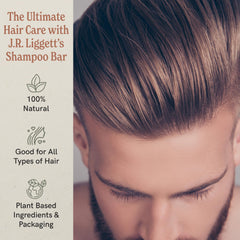 J·R·LIGGETT'S Savon-shampooing-barre coco-amande, ingrédients nourrissants pour cheveux.