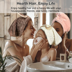 Jseng bonnet-seche-cheveux microfibre avec noeud doré pour un look élégant.