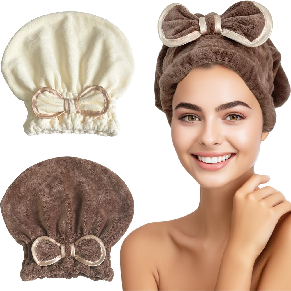 Jseng bonnet-seche-cheveux microfibre avec noeud, séchage rapide et anti-frisottis.