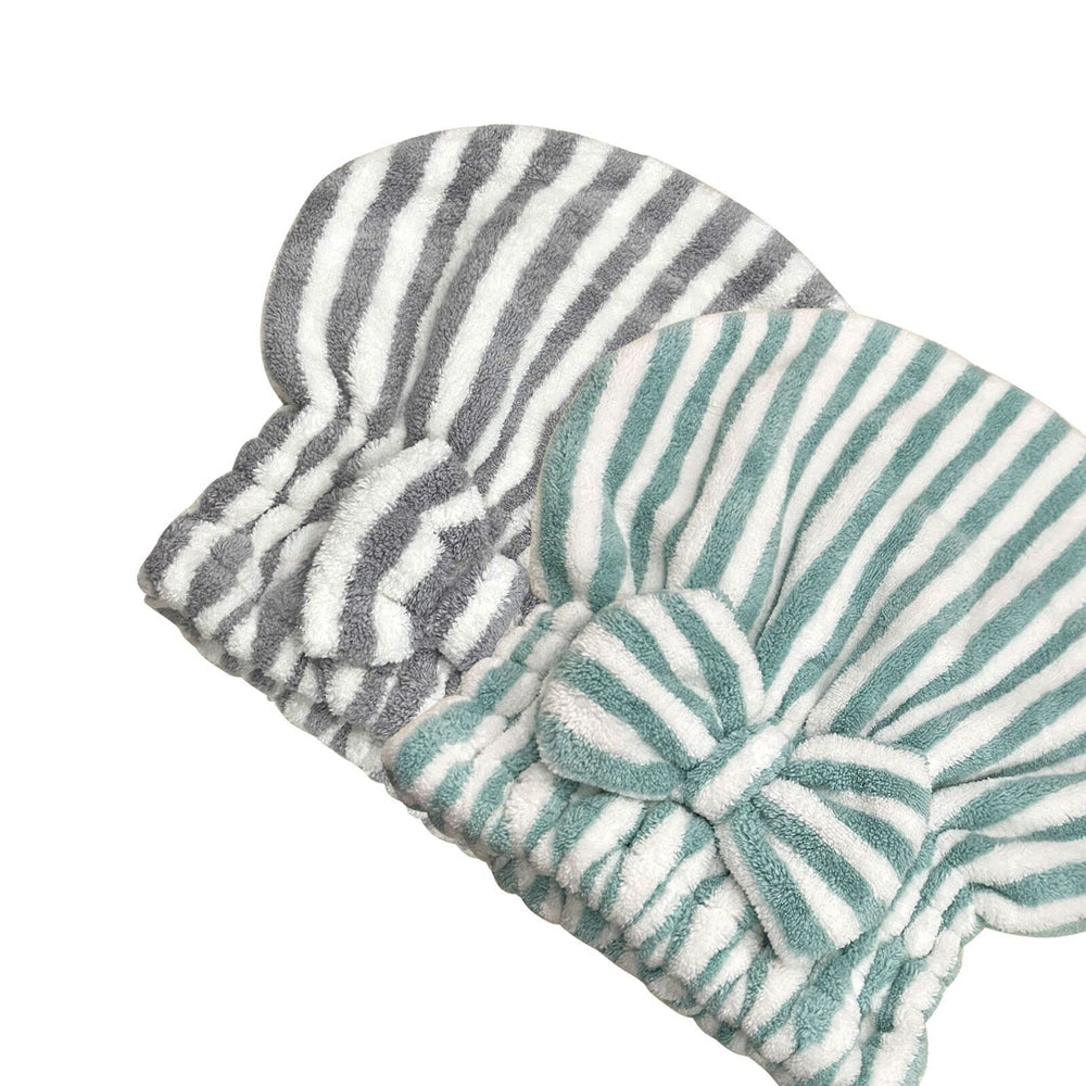 Capuchon Jseng rayé en microfibre, absorption rapide pour cheveux.