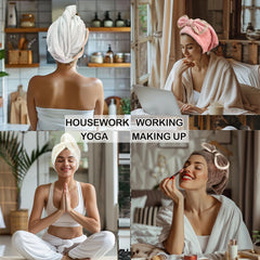 Jseng turban-seche-cheveux microfibre avec noeud, léger et absorbant.