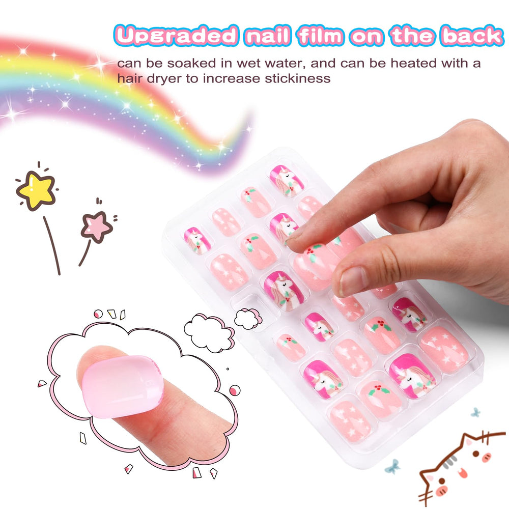Jsiallye ongles-enfants degrade avec paillettes rendu lumineux
