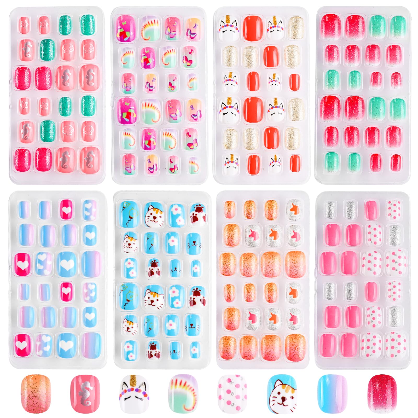 Ongles Jsiallye pour enfants – ensemble presse prêt à poser avec motifs variés.