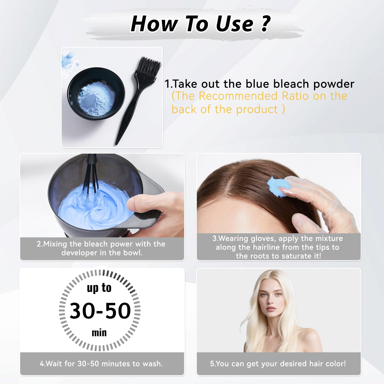 Juanchi poudre décolorante cheveux application sur cheveux naturels clarifie