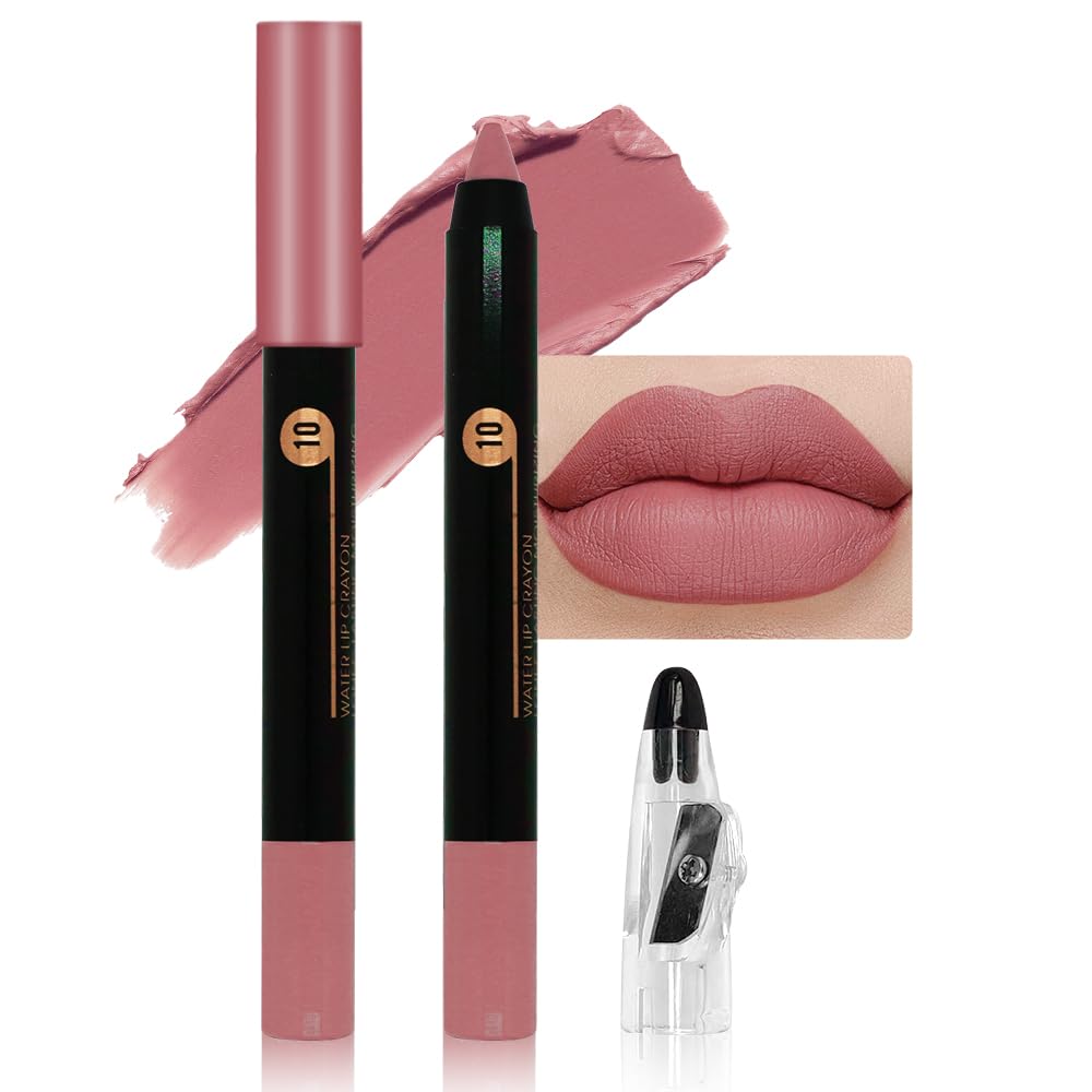 JUAAZIN Crayon Lèvres Mat Rose Poudreux, couleur durable et veloutée.
