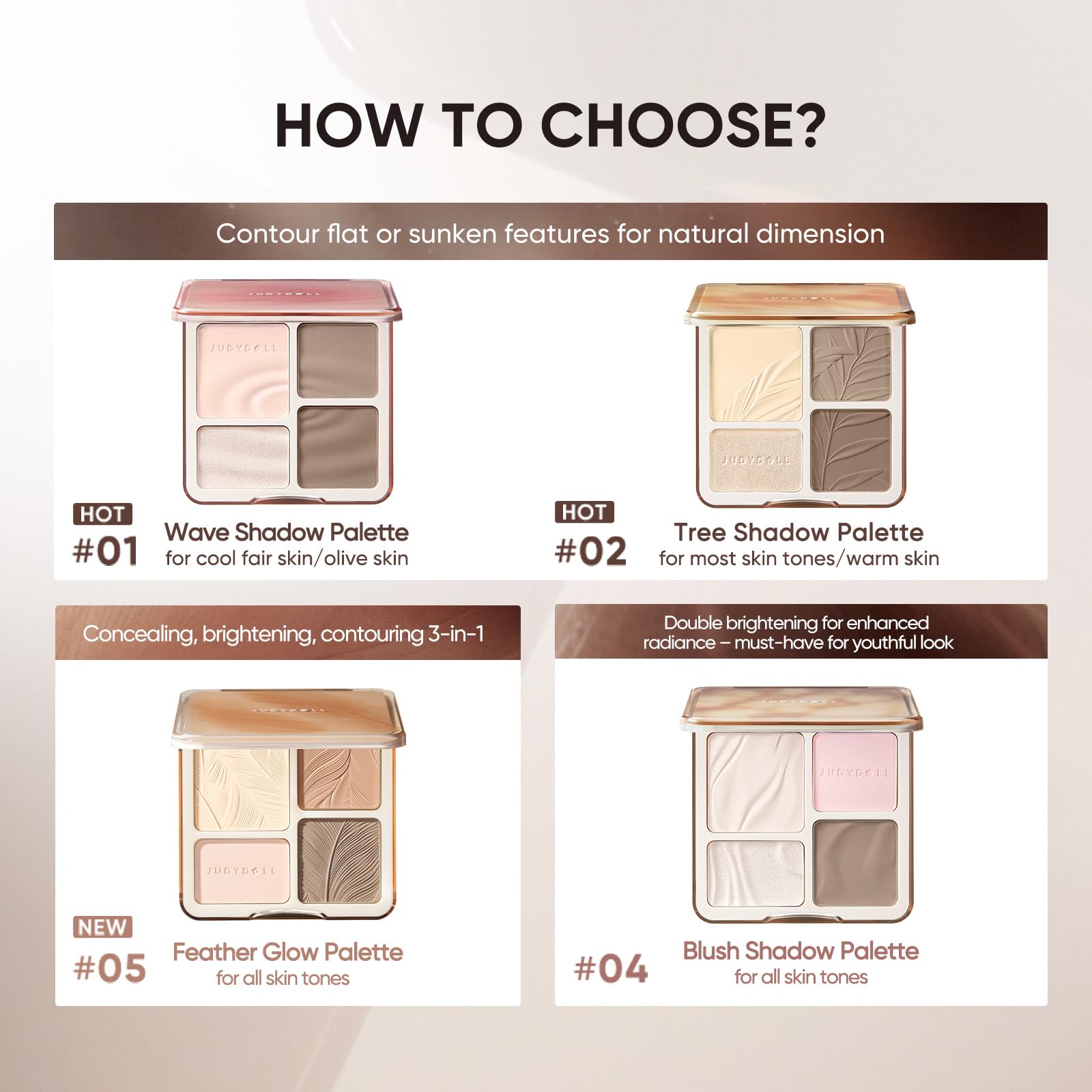 Design élégant de la palette JUDYDOLL, cadeau idéal pour maquillage.