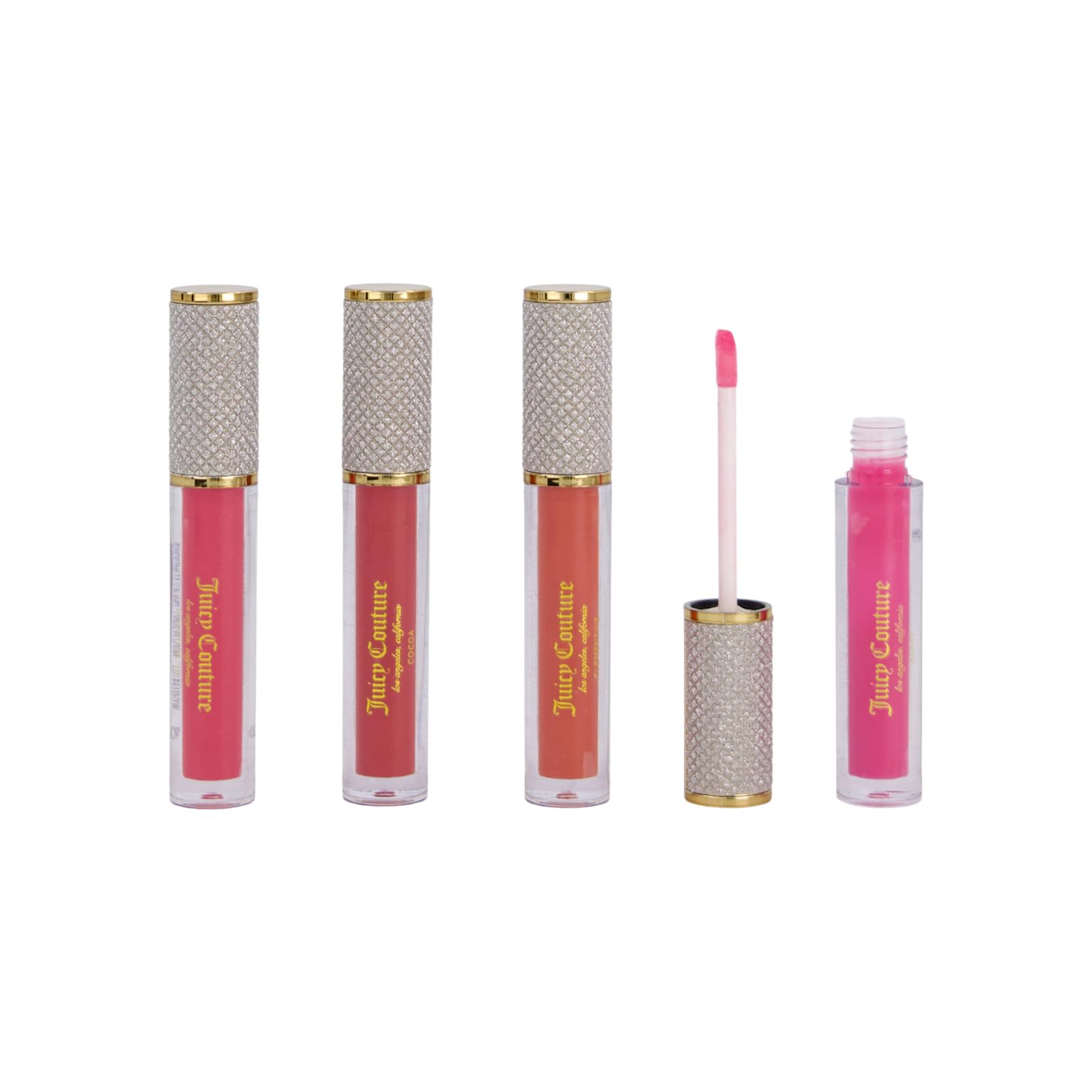 Détails emballage chic Juicy Couture gloss prêt à offrir.