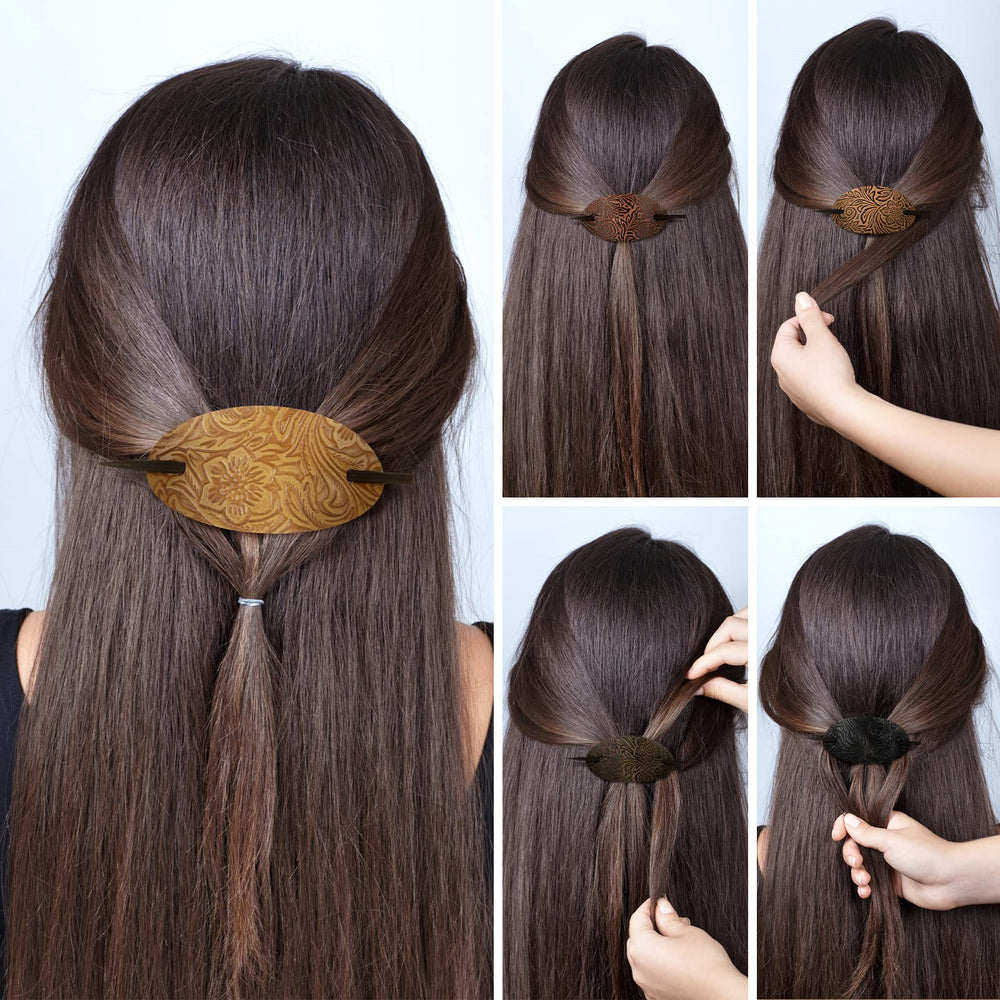 Juinte accessoire cheveux – barrette ovale en cuir synthétique pour fêtes