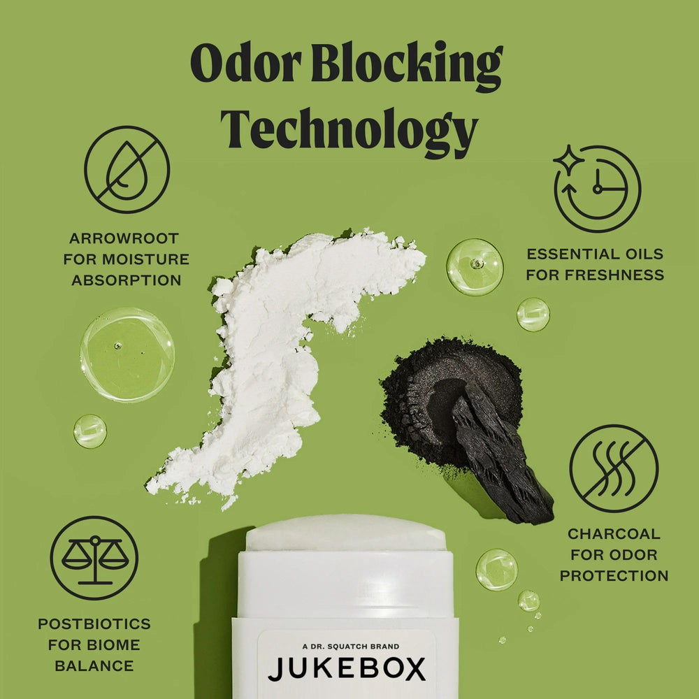JUKEBOX Déodorant, arrowroot et postbiotiques pour l’équilibre cutané.