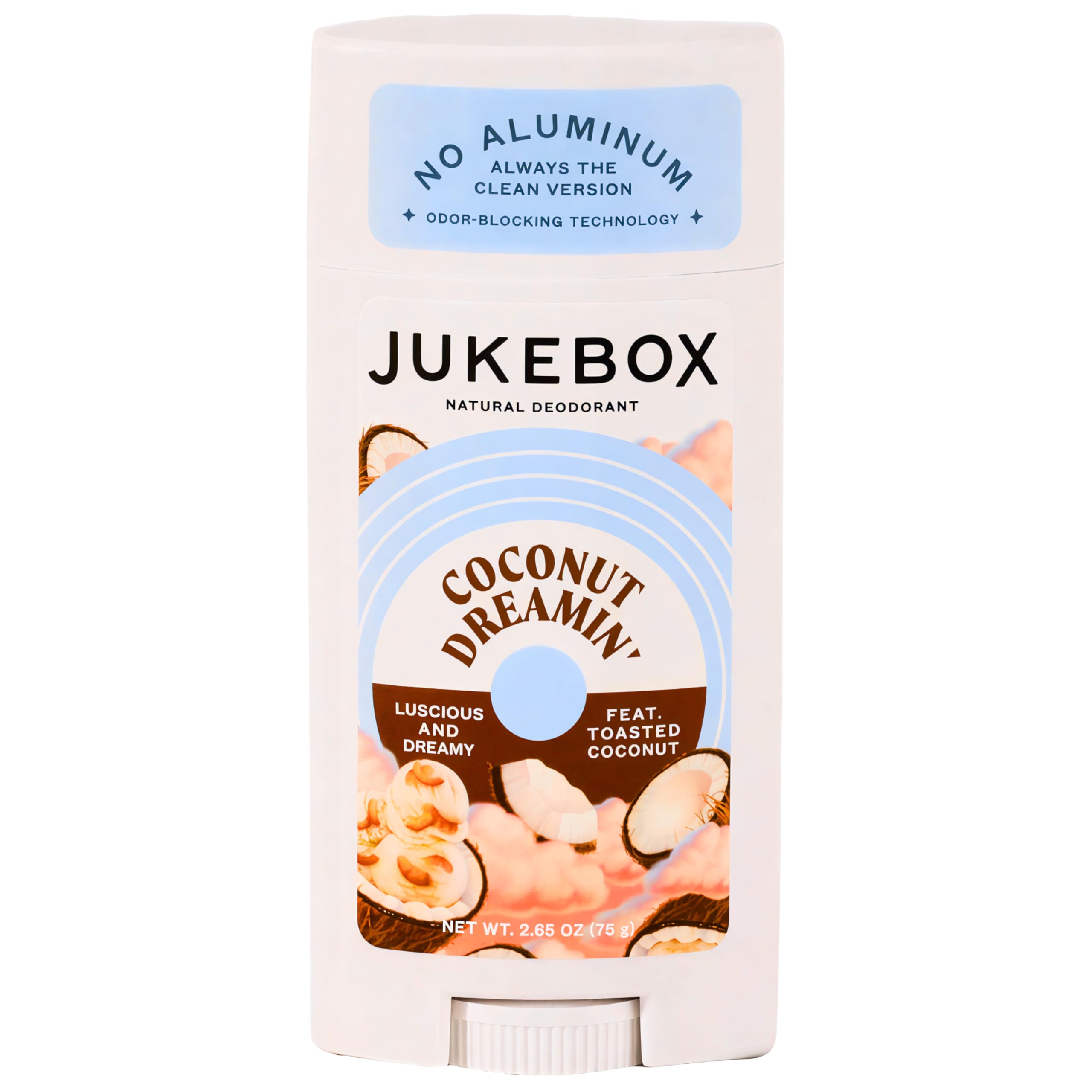 JUKEBOX Déodorant naturel avec packaging coco, fraîcheur durable.