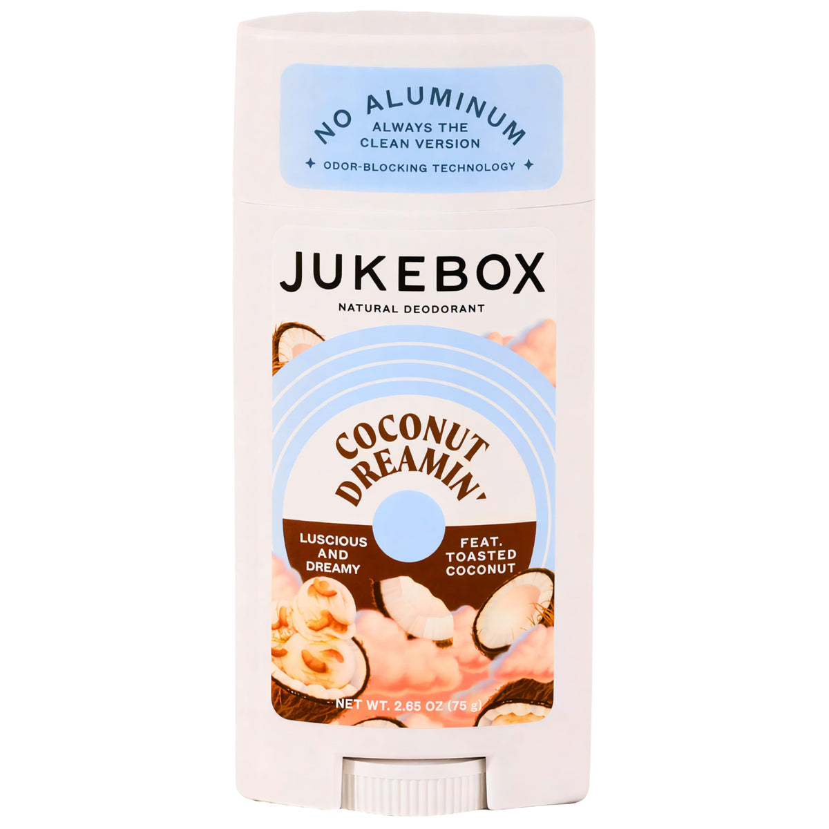 JUKEBOX Déodorant naturel avec packaging coco, fraîcheur durable.