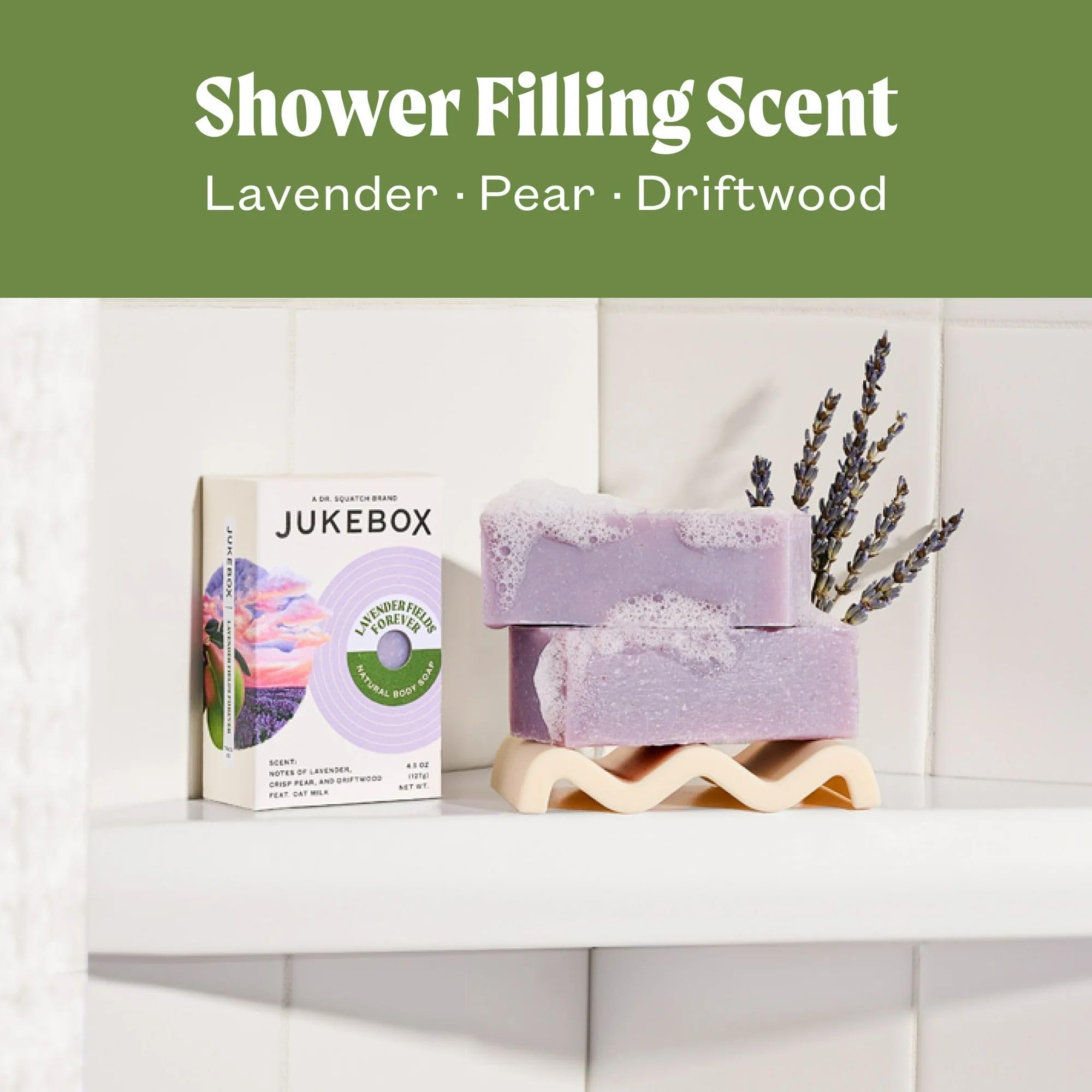 JUKEBOX Lavender Fields Forever closeup texture reveals creamy surface and natural oils.