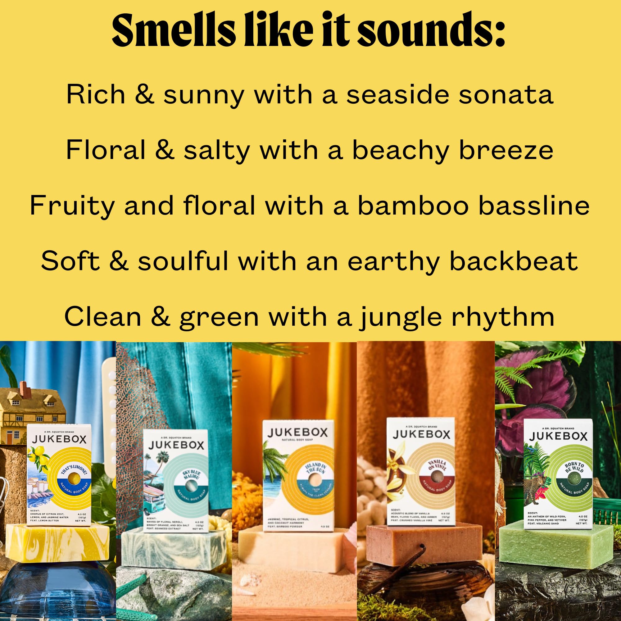 JUKEBOX Ensemble de 5 savons, barre de savon, cadeau idéal pour tester les fragrances