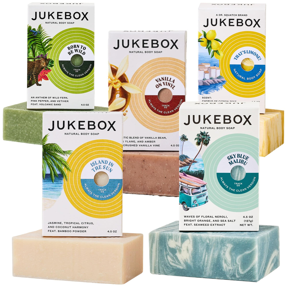 JUKEBOX Île au Soleil, barre de savon, expérience sensorielle rafraîchissante sous la douche
