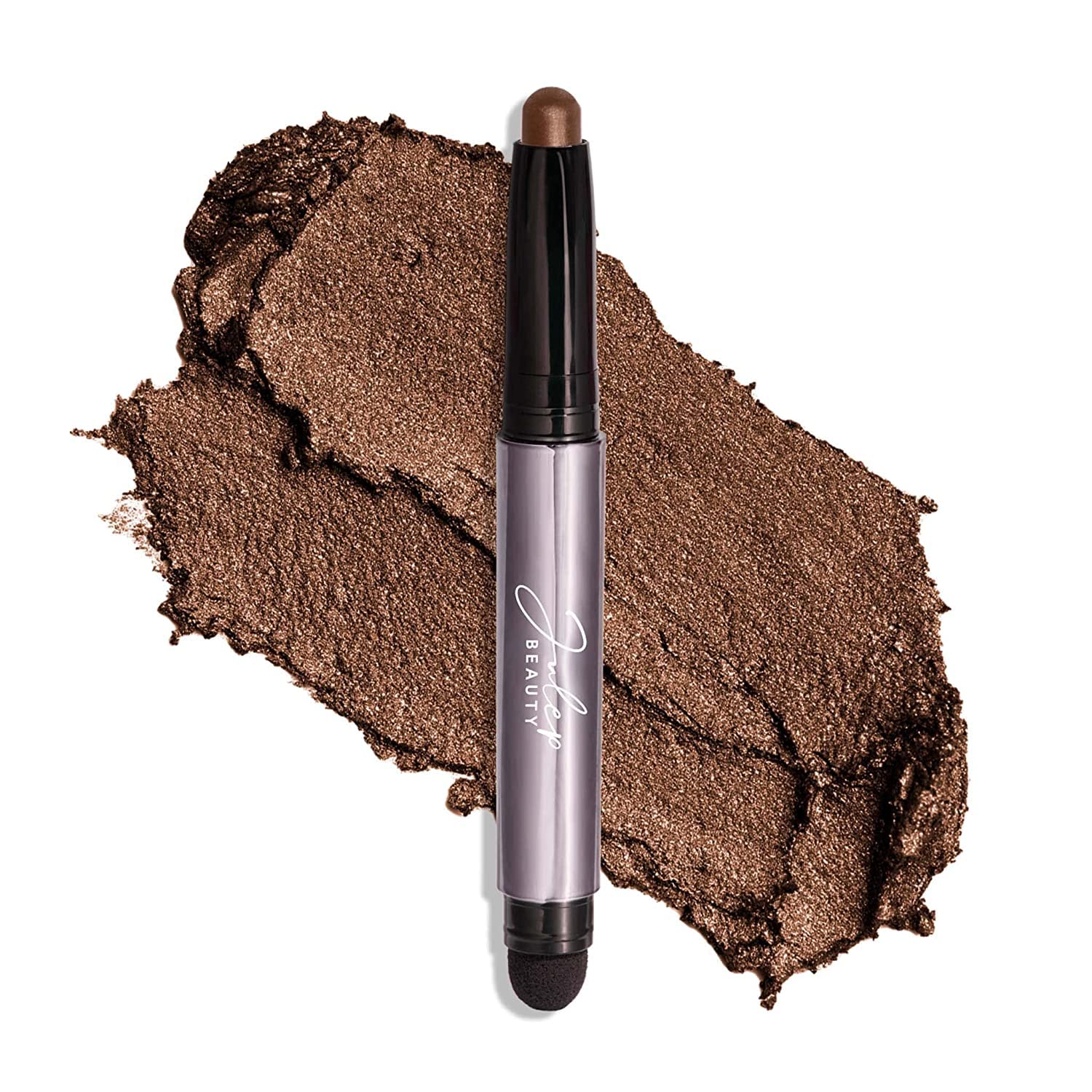 Ombre à paupières Julep 101, teinte cacao lustre, application homogène.