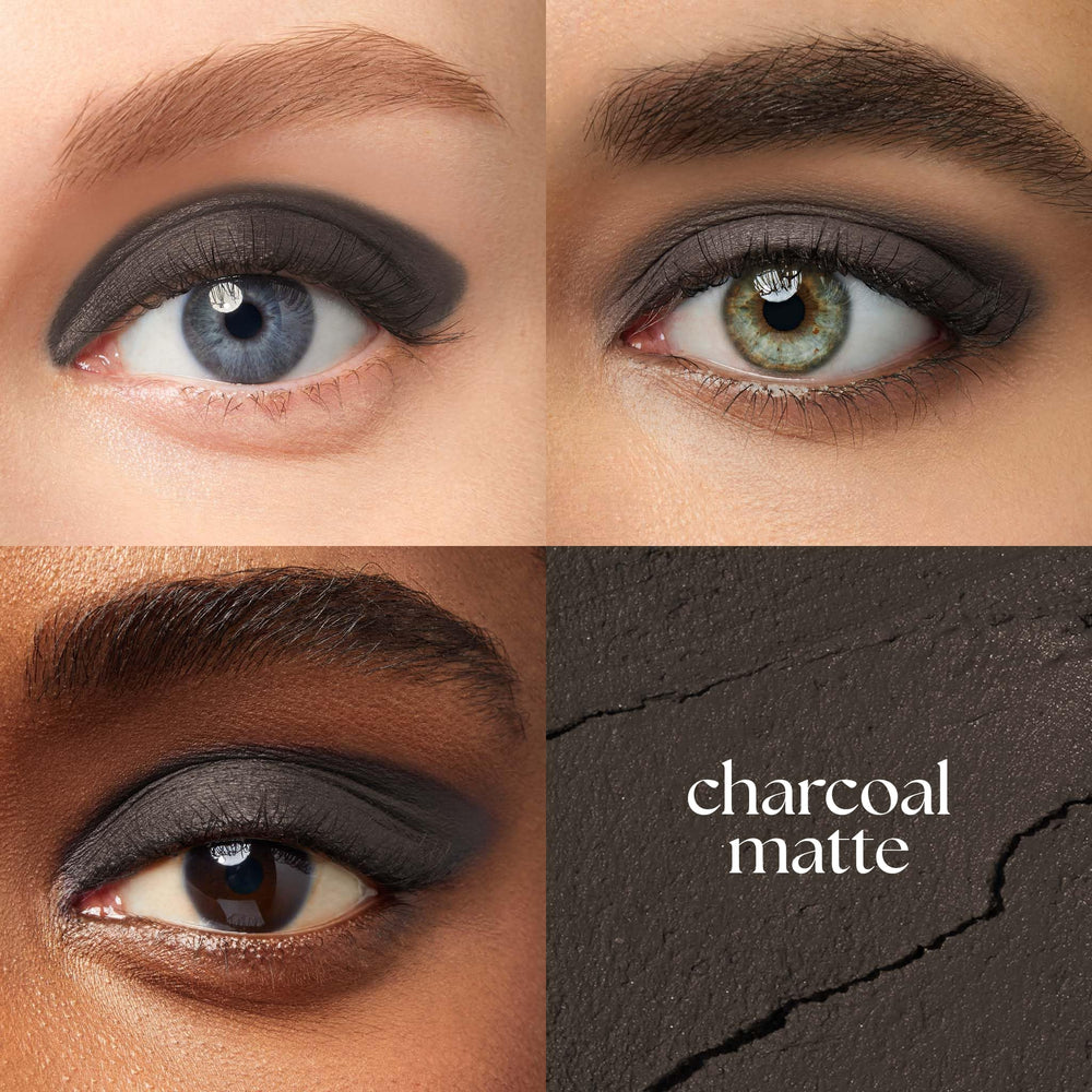 Julep Stylo Ombre Paupières: crème-poudre Charbon Matte, embout intégré pour estomper rapidement.