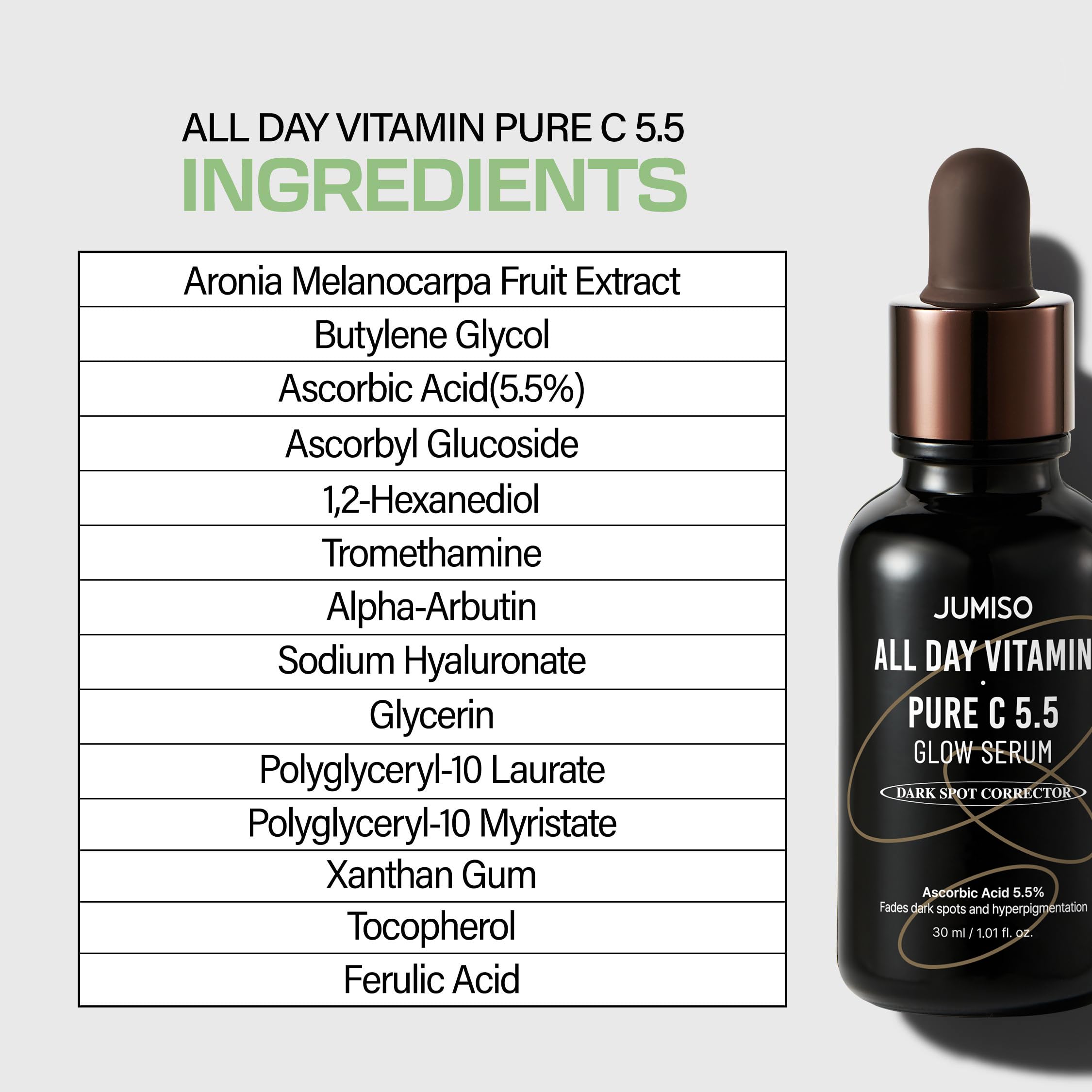 Packaging minimaliste et élégant du sérum JUMISO All Day Pure C
