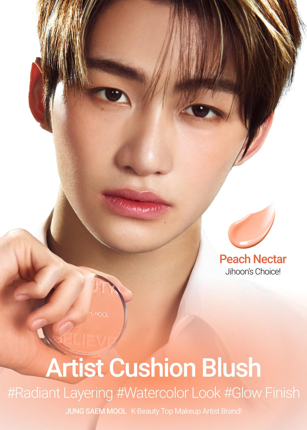 JUNG SAEM MOOL Artist Cushion Blush – finition-humide pour un éclat naturel.