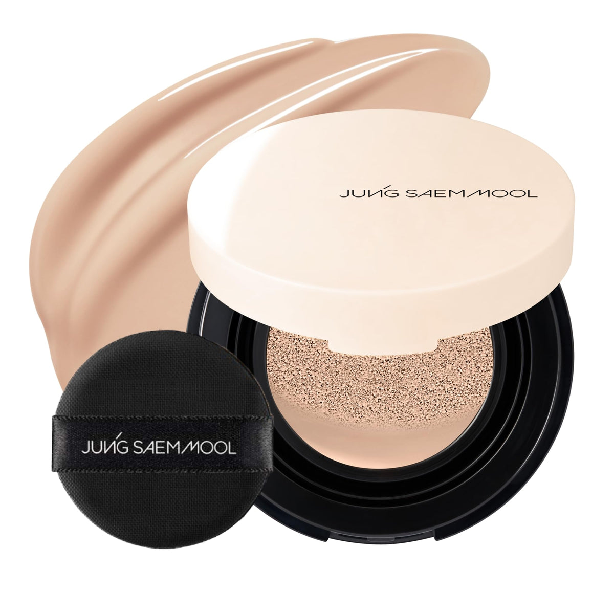 Jung Saem Mool Coussin Skin Nuder Mini 22N Peach Light, éclat naturel et couvrance adaptée.