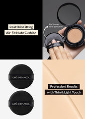 Jung Saem Mool Cushion — fini semi-mat naturel pour un teint sans effet pâteux.