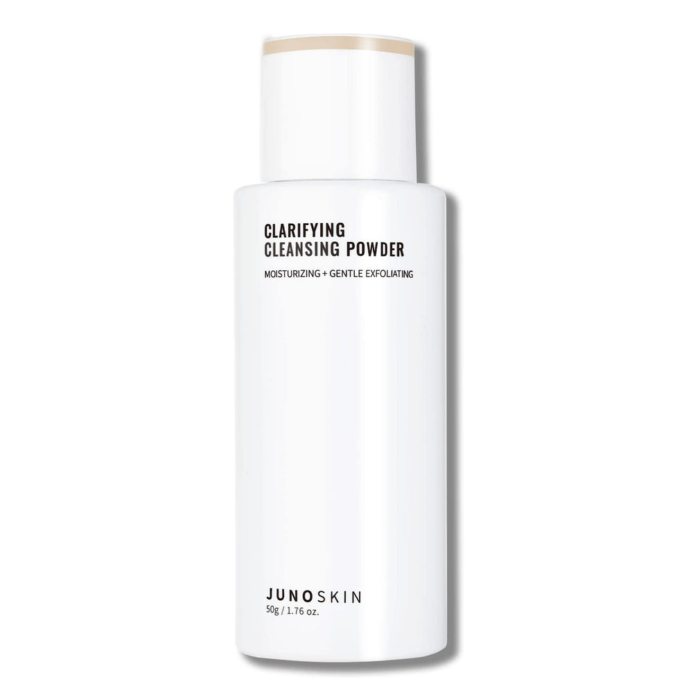 JUNO & Co cleansing powder bottle, travel-friendly packaging for daily use.