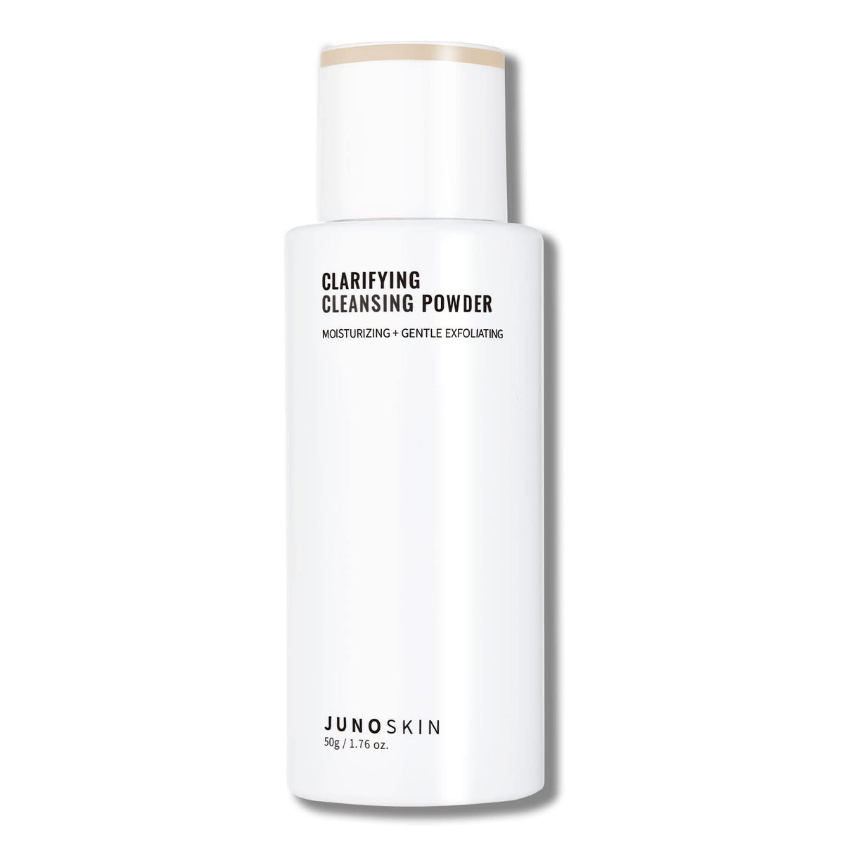 JUNO & Co cleansing powder bottle, travel-friendly packaging for daily use.