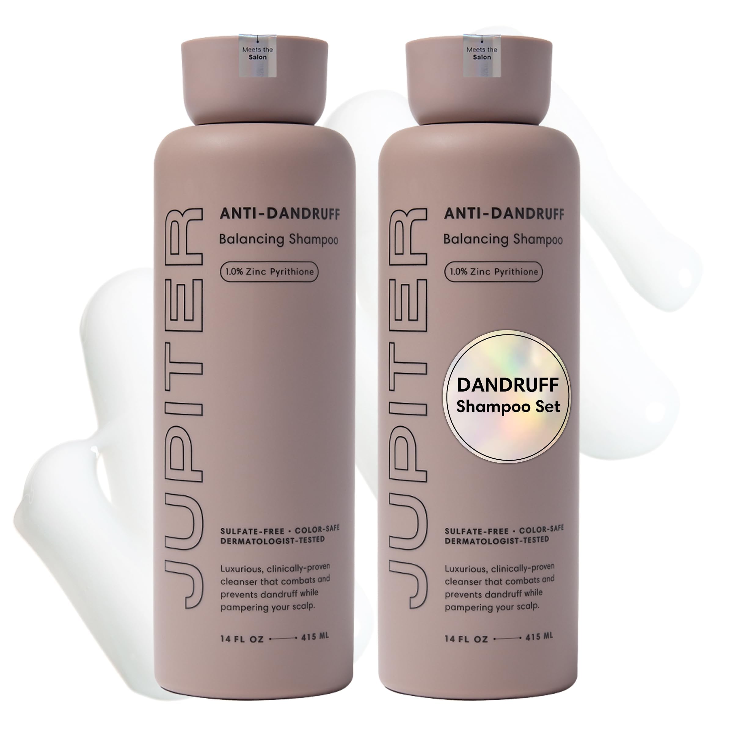 Jupiter shampooing anti-pelliculaire en flacon, combat les pellicules et protège la couleur.