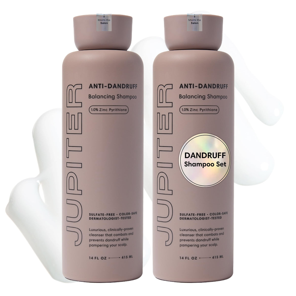 Jupiter shampooing anti-pelliculaire en flacon, combat les pellicules et protège la couleur.
