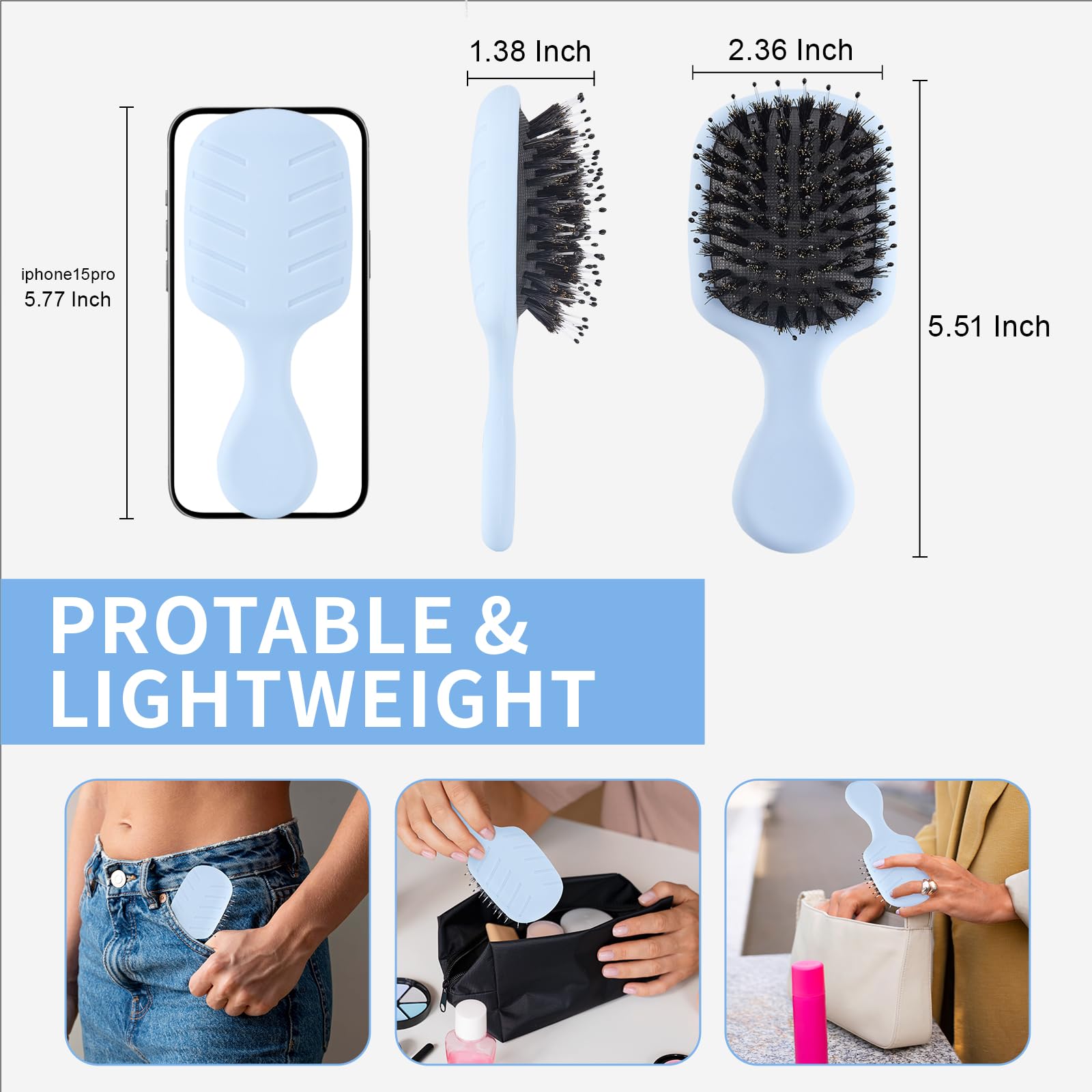 Brosse Jurrissa: distribution des huiles du cuir chevelu pour brillance naturelle.