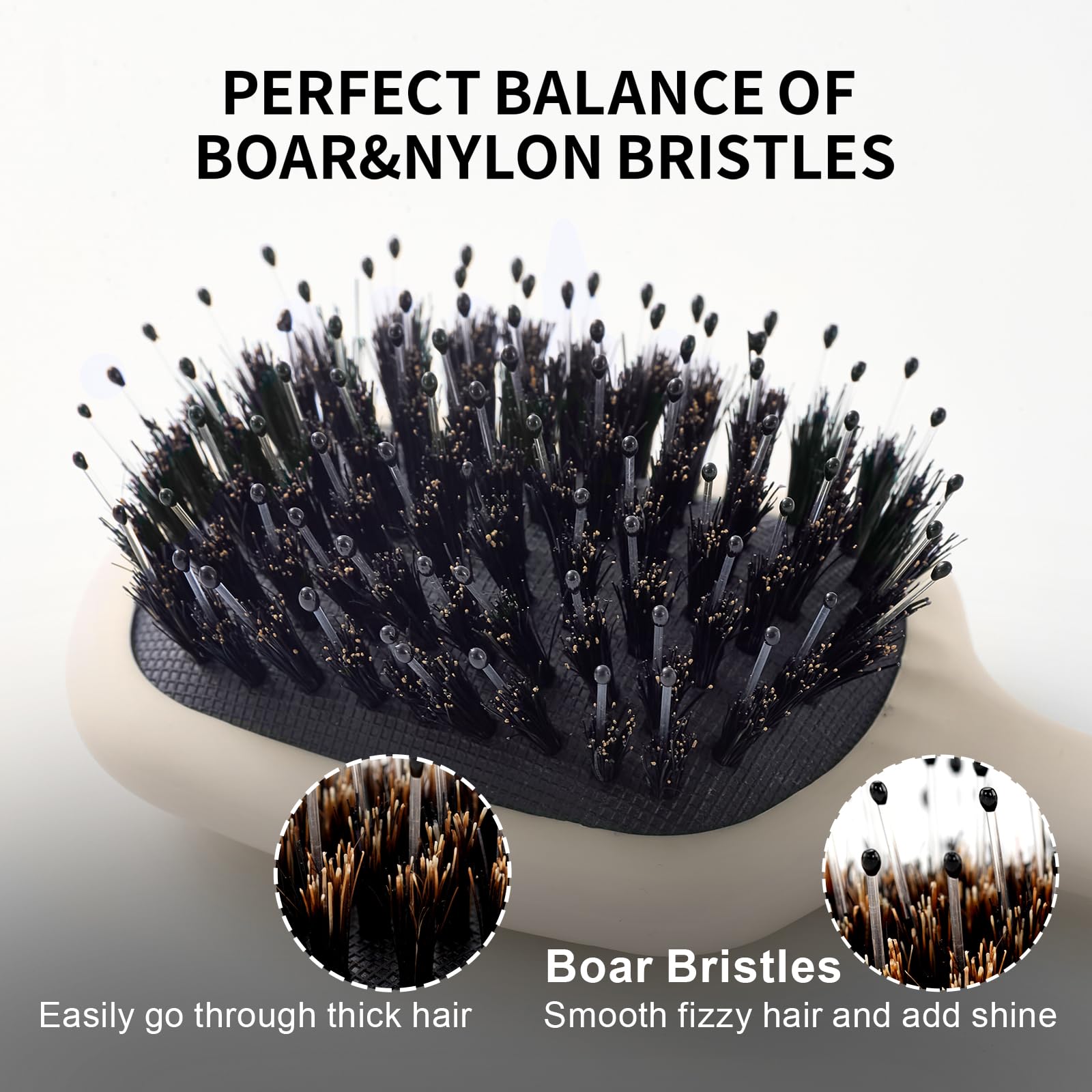 Brosse Jurrissa poils de sanglier: diffusion des huiles naturelles pour cheveux.