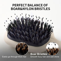 Brosse Jurrissa poils de sanglier: diffusion des huiles naturelles pour cheveux.