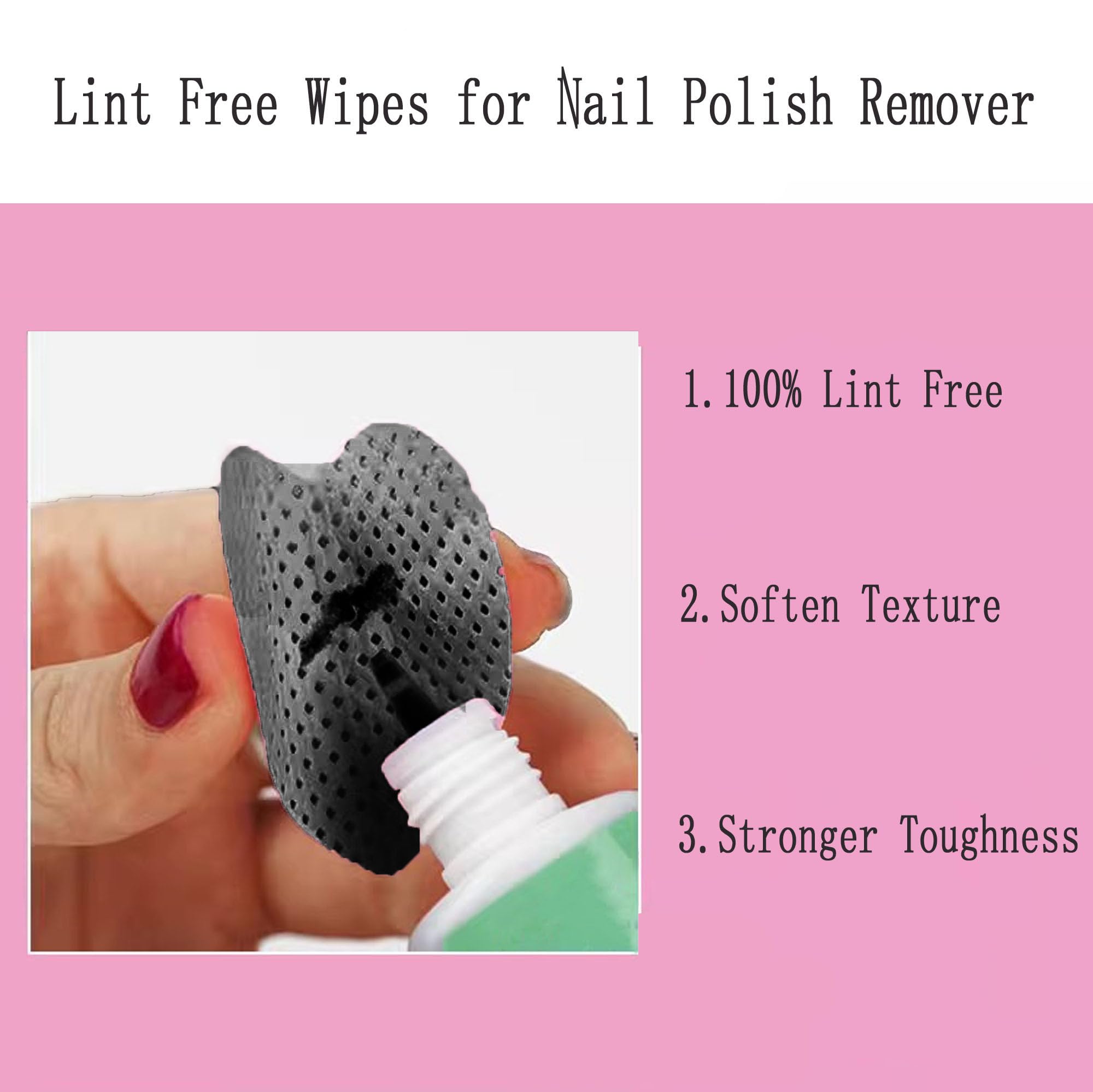 Lingettes Jusbuya à haute absorption, efficaces pour enlever le vernis et le gel.
