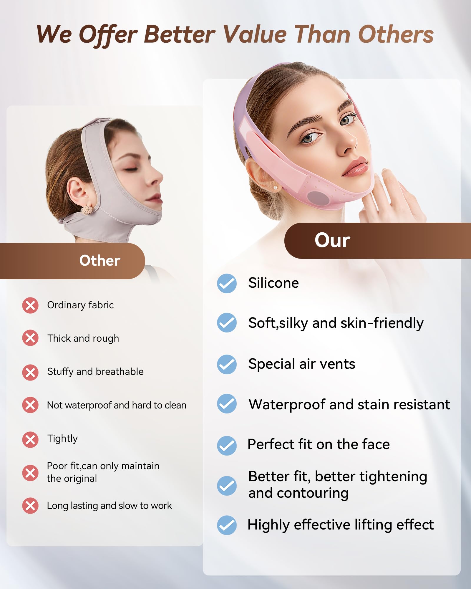 JUSMORE silicone sans latex douceur et sécurité cutanée.