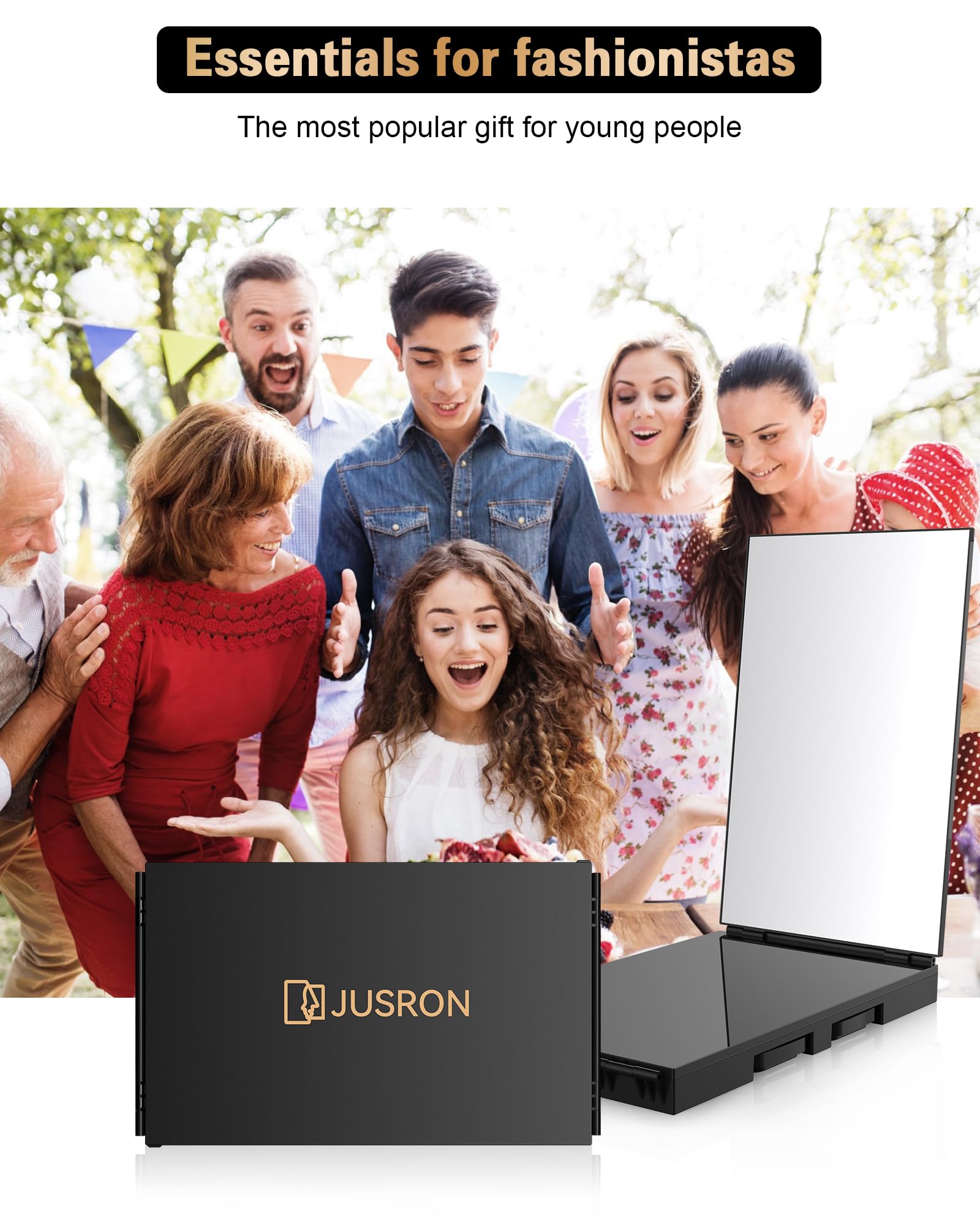 Miroir JUSRON: fixation murale pour optimiser votre espace beauté.