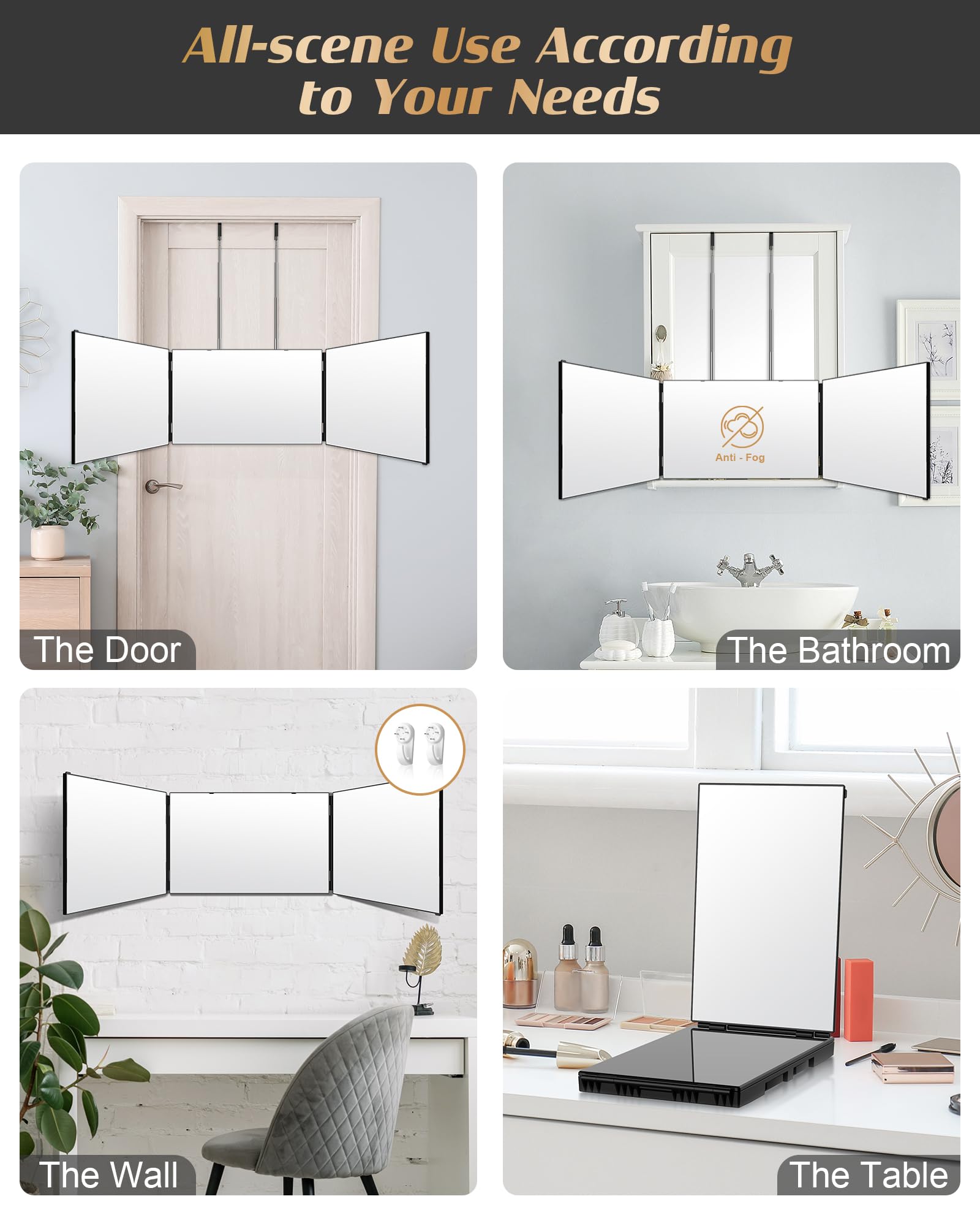 Miroir portable JUSRON idéal pour retouches cheveux en déplacement.