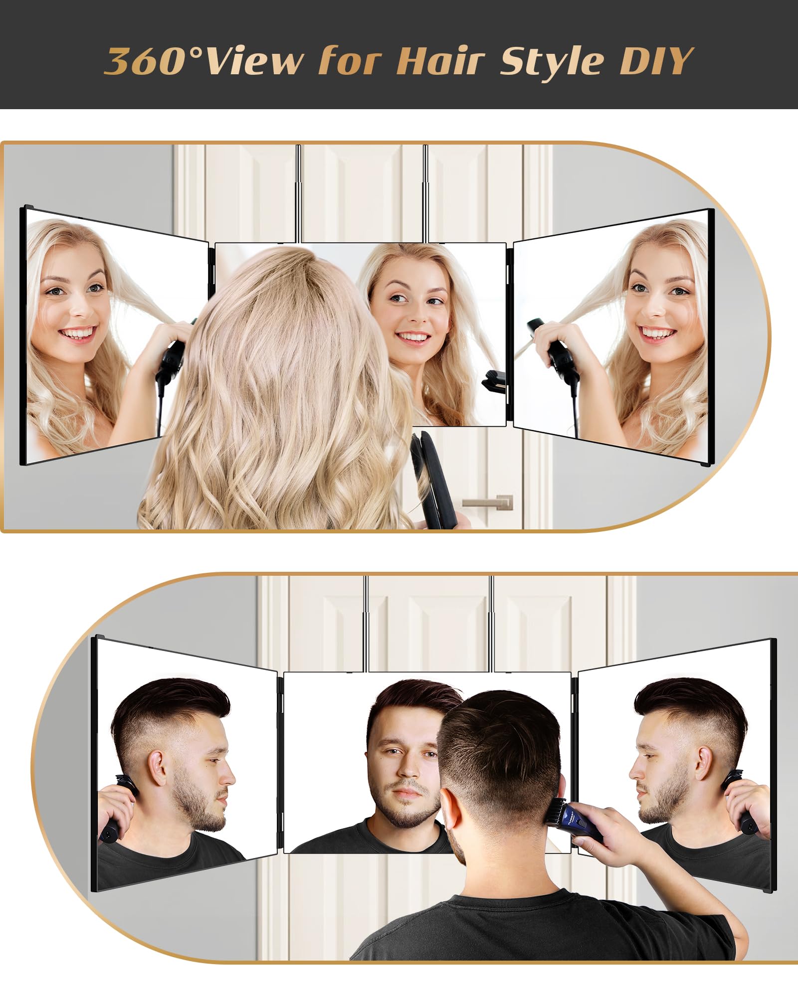 Fixation sur porte facile avec miroir JUSRON pour l usage mains libres.