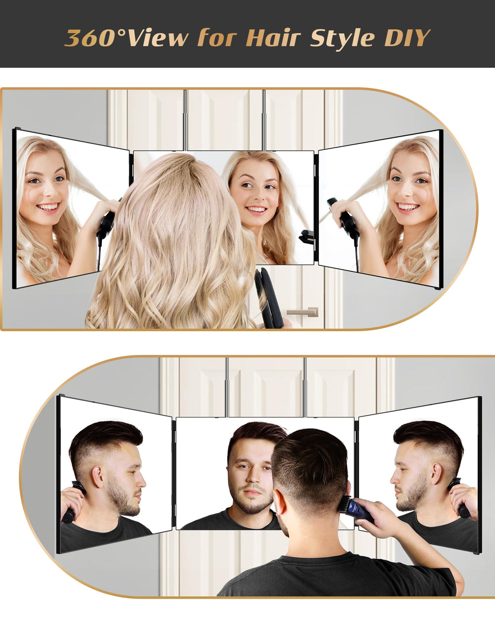 Fixation sur porte facile avec miroir JUSRON pour l usage mains libres.