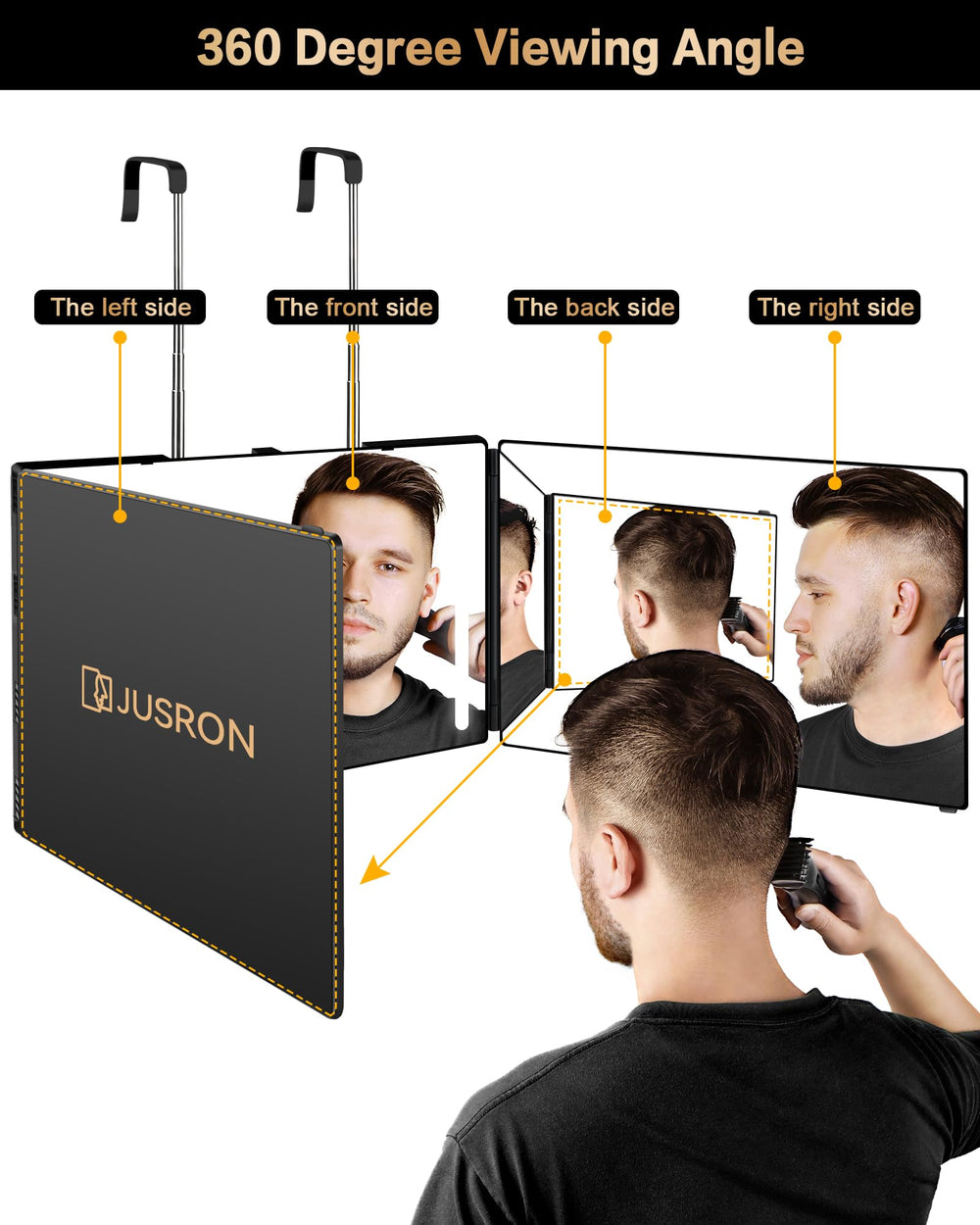 Miroir JUSRON: verre HD anti-brouillard pour une image nette.
