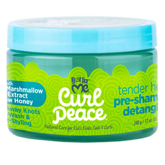 Just For Me Curl Peace detangler bottle back with ingredients and safety notes
