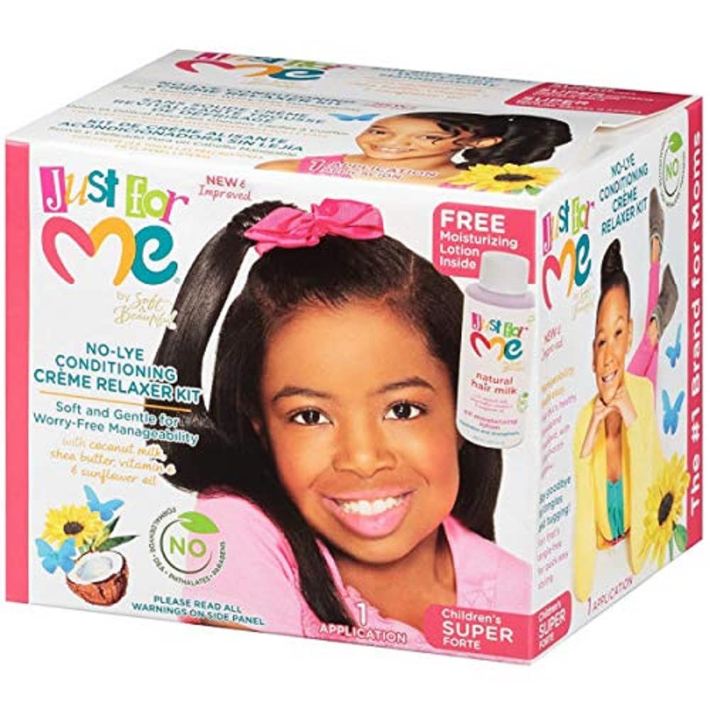 Just For Me Défrisage Crème Sans Soude — kit pratique pour cheveux texturés