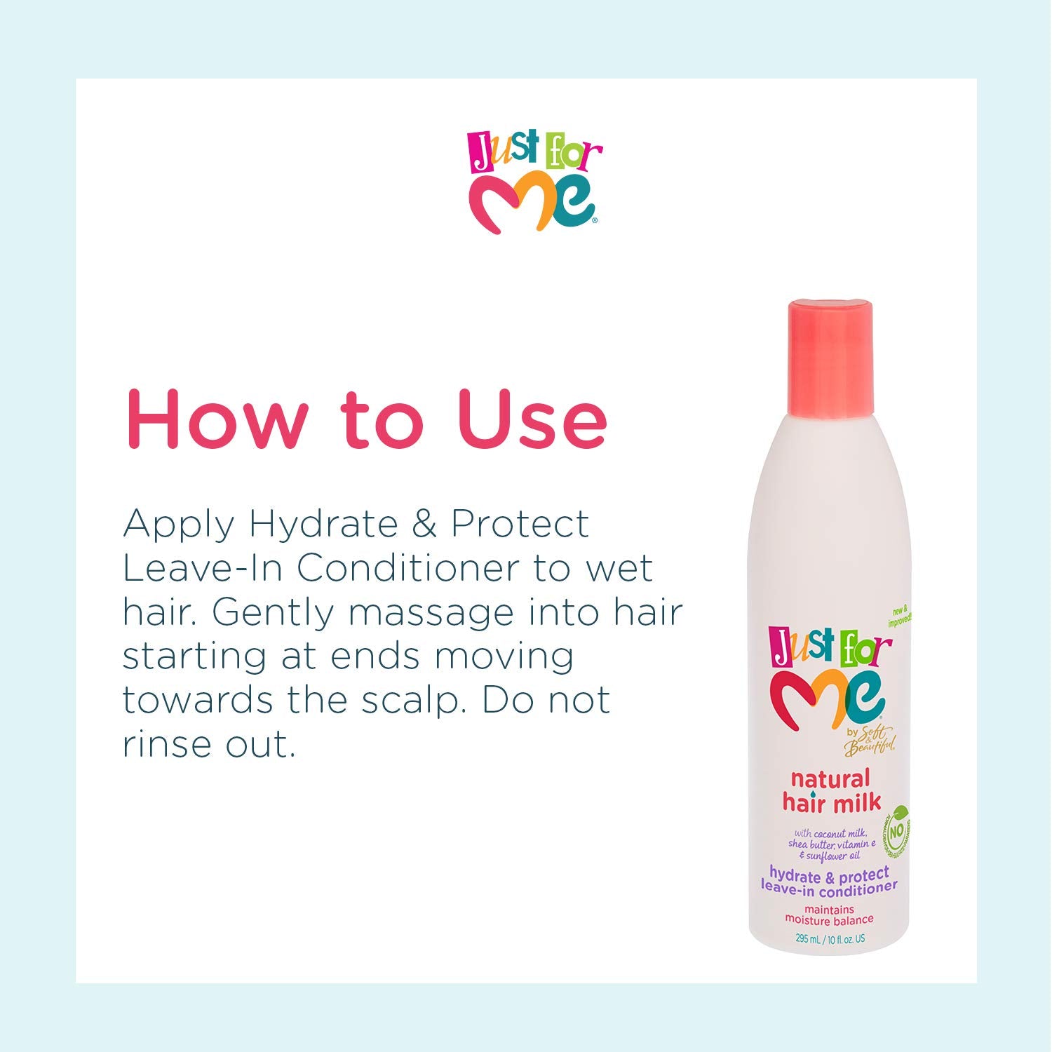Just For Me Lait Naturel – huile de tournesol pour hydratation naturelle.