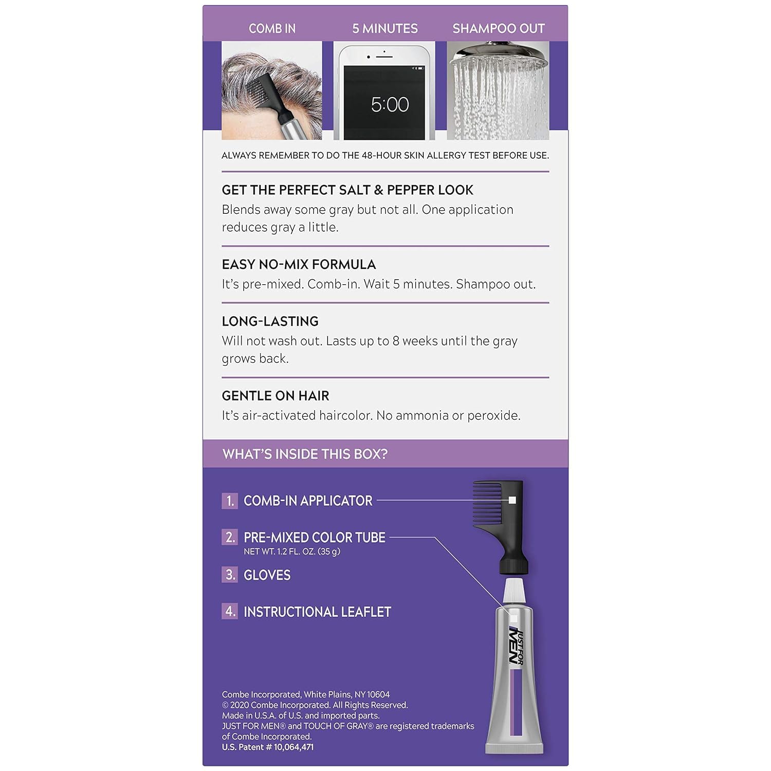 Just for Men Touch of Gray – applicateur précis pour une application rapide.