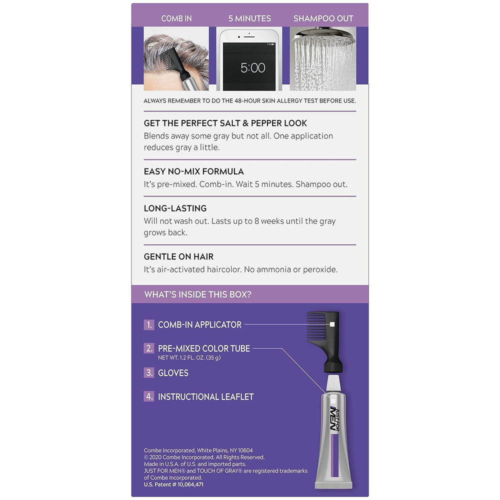 Just for Men Touch of Gray – applicateur précis pour une application rapide.