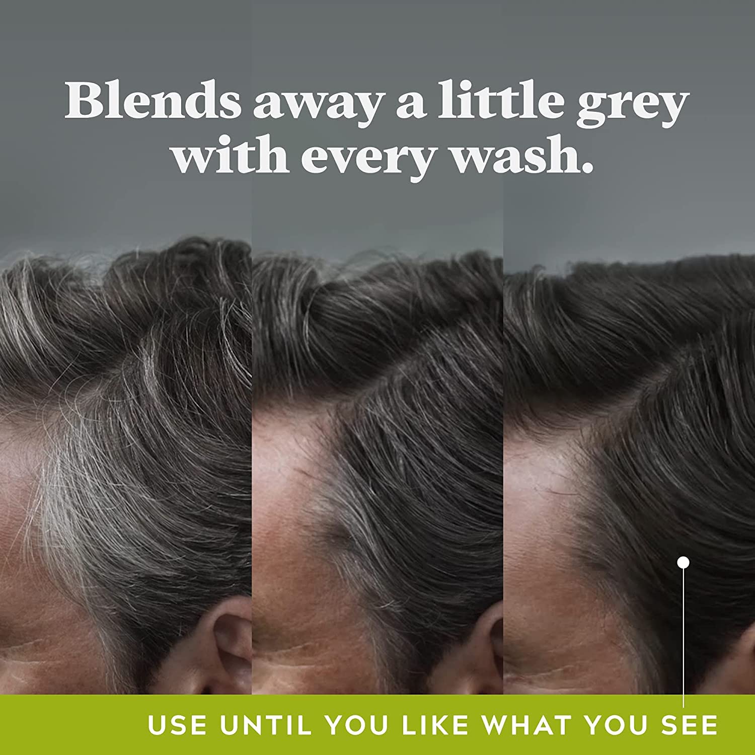 Just for Men Control GX after-wash hair appearance shows subtle shade balance.